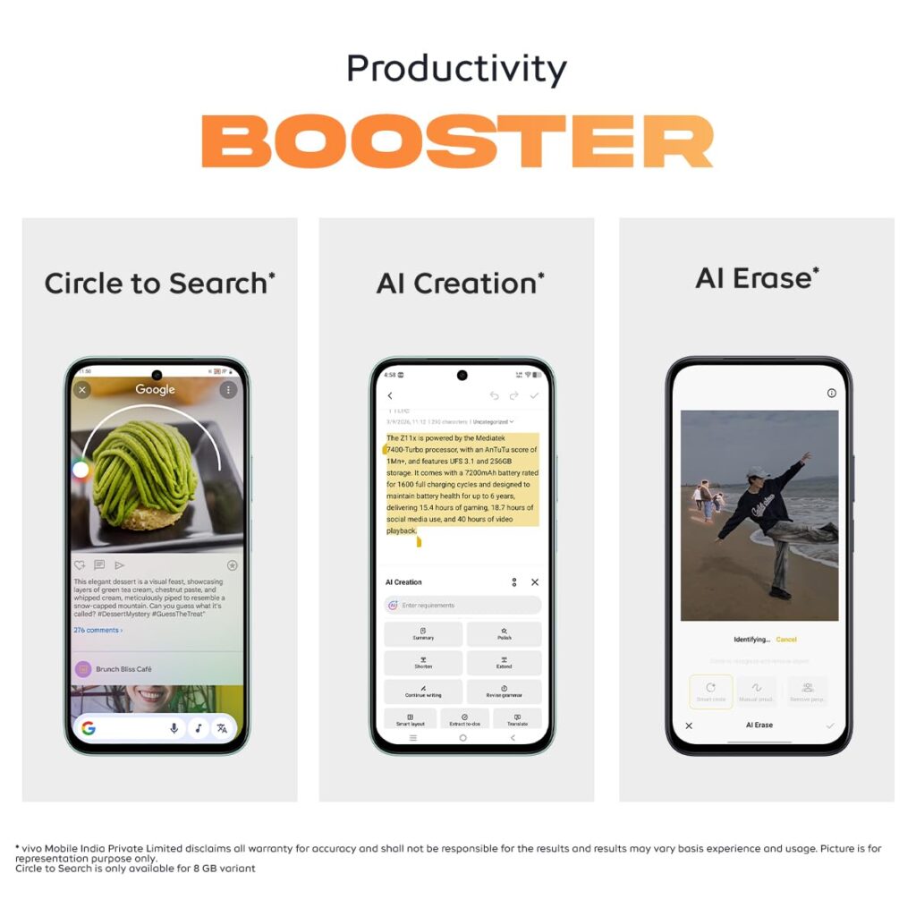 vivo Y51 Pro 5G Smartphones AI features - Circle to Search, AI Creation and AI Erase smartphone capabilities