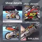 Pull Back Stunt Bike Toy with LED Light & Spark Effect - Image 5