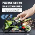 Pull Back Stunt Bike Toy with LED Light & Spark Effect - Image 2