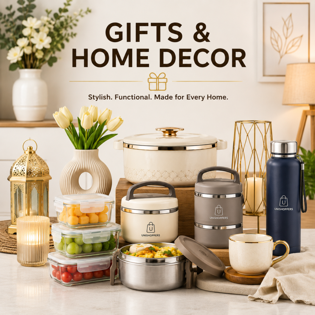 Premium gifts and home decor products including kitchen essentials and food storage containers
