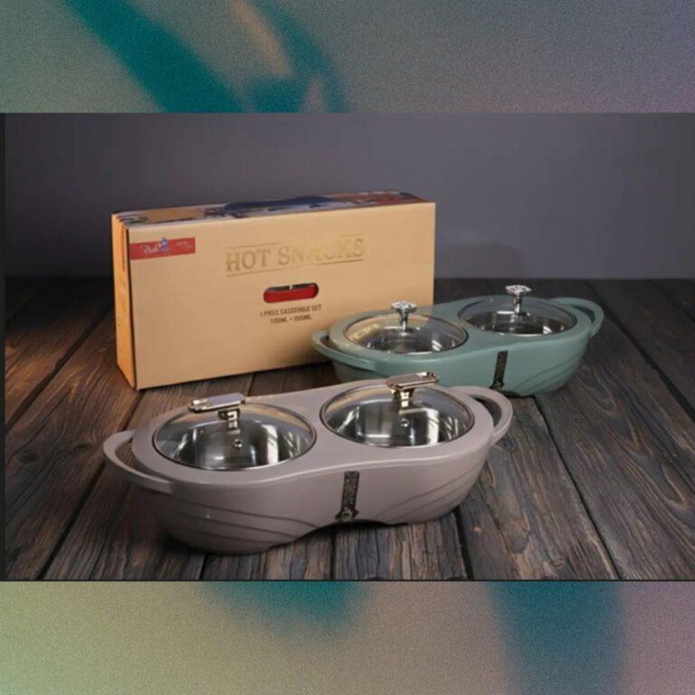 RichCraft Premium Insulated Double Casserole Set with Transparent Glass Lid – 2 x 1150ml Stainless Steel Hot Food Container