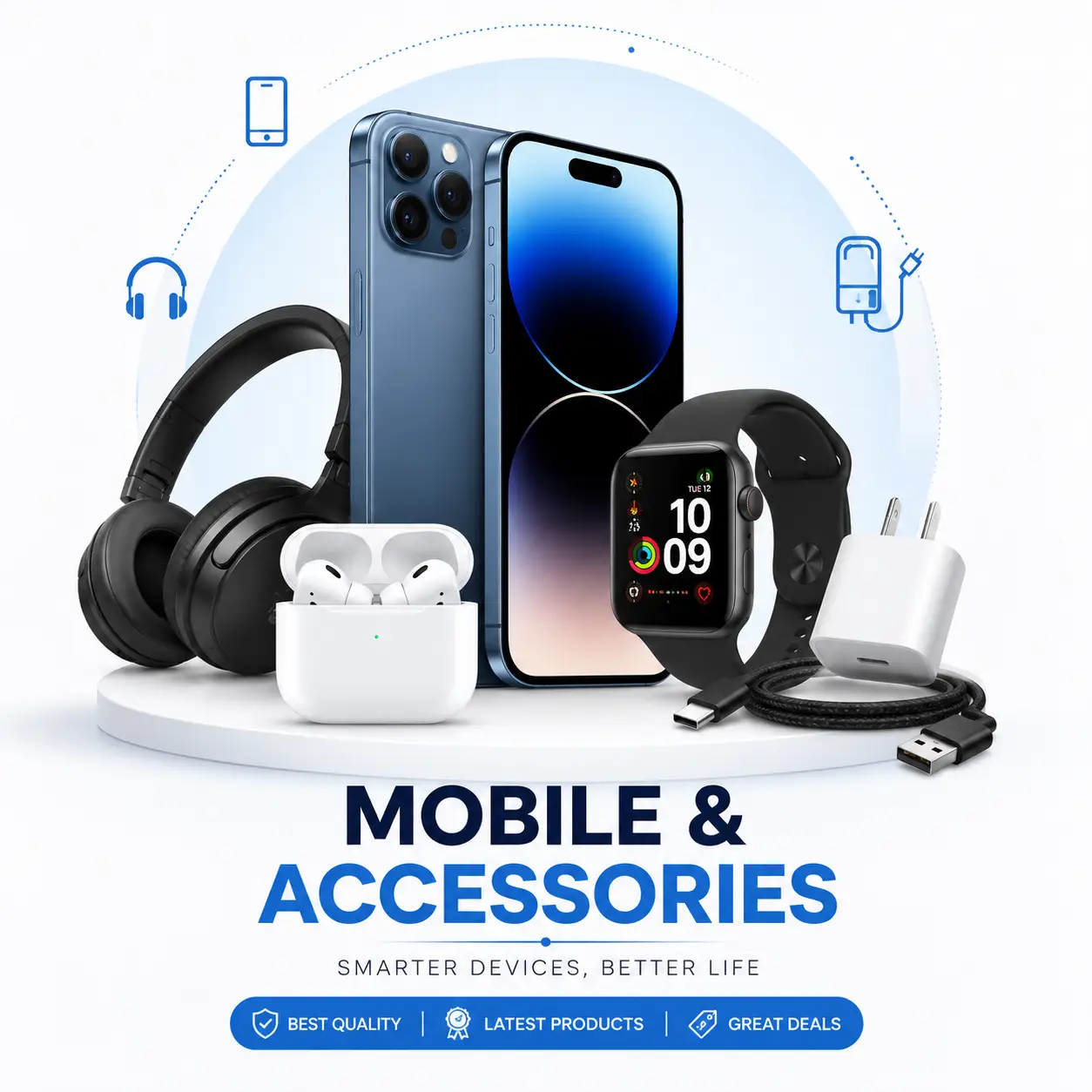 Mobile phones and accessories category image for Unishoppers online shopping store