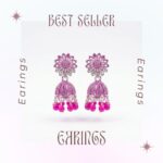 Silver oxidized traditional Indian jhumka earrings