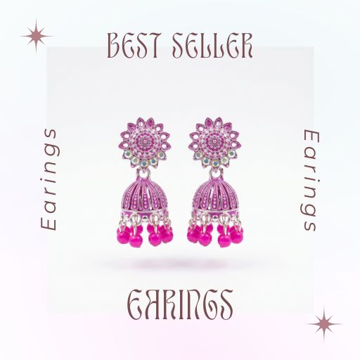 Silver oxidized traditional Indian jhumka earrings