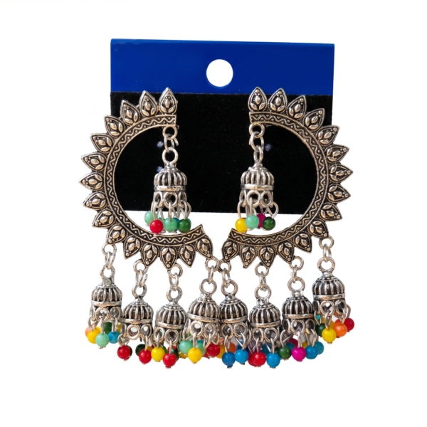 Multicolor Oxidized German Silver Jhumka Earrings for Women