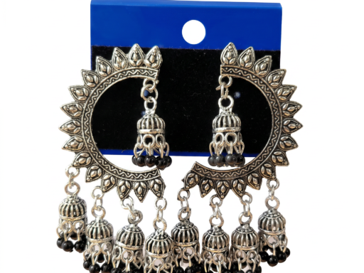 Oxidized German Silver Jhumka Earrings for Women