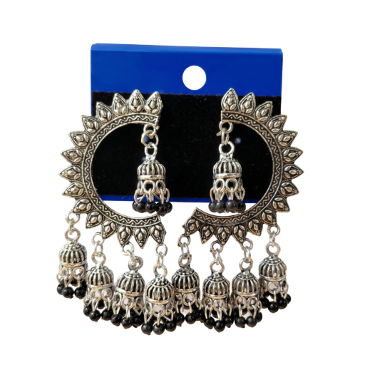Oxidized German Silver Jhumka Earrings for Women