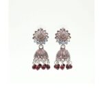 Antique Silver Oxidized brown Beads Jhumka Earrings