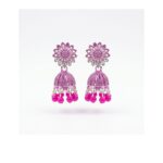 Antique Silver Oxidized Beads Jhumka Earrings - Image 4