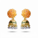 Turquoise Meenakari Jhumka Earrings with Pearl Drops & Crystal Floral Design for Women & Girls - Image 9