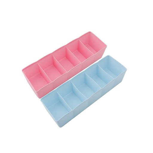 Drawer Organizer 5 Compartment Storage Box (Pack of 2) | Socks, Underwear & Accessories Closet Organizer