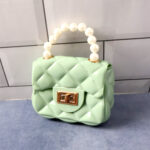Elegant Quilted Mini Pearl Handle Sling Handbag for Women | Premium PU Leather Fashion Crossbody Bag | Mint Green (1 Pc) - Image 2