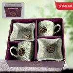 Festo Ceramic Tea Cup & Snack Bowl Gift Set (4 Pcs) | Premium Coffee Mug Set | Ceramic Tea Cups for Home & Gifting