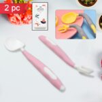 Silicone Bendable Baby Feeding Spoon & Fork Set with Travel Case (2 Pcs) | Soft Toddler Self-Feeding Training Utensils