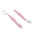 Silicone Bendable Baby Feeding Spoon & Fork Set with Travel Case (2 Pcs) | Soft Toddler Self-Feeding Training Utensils - Image 2