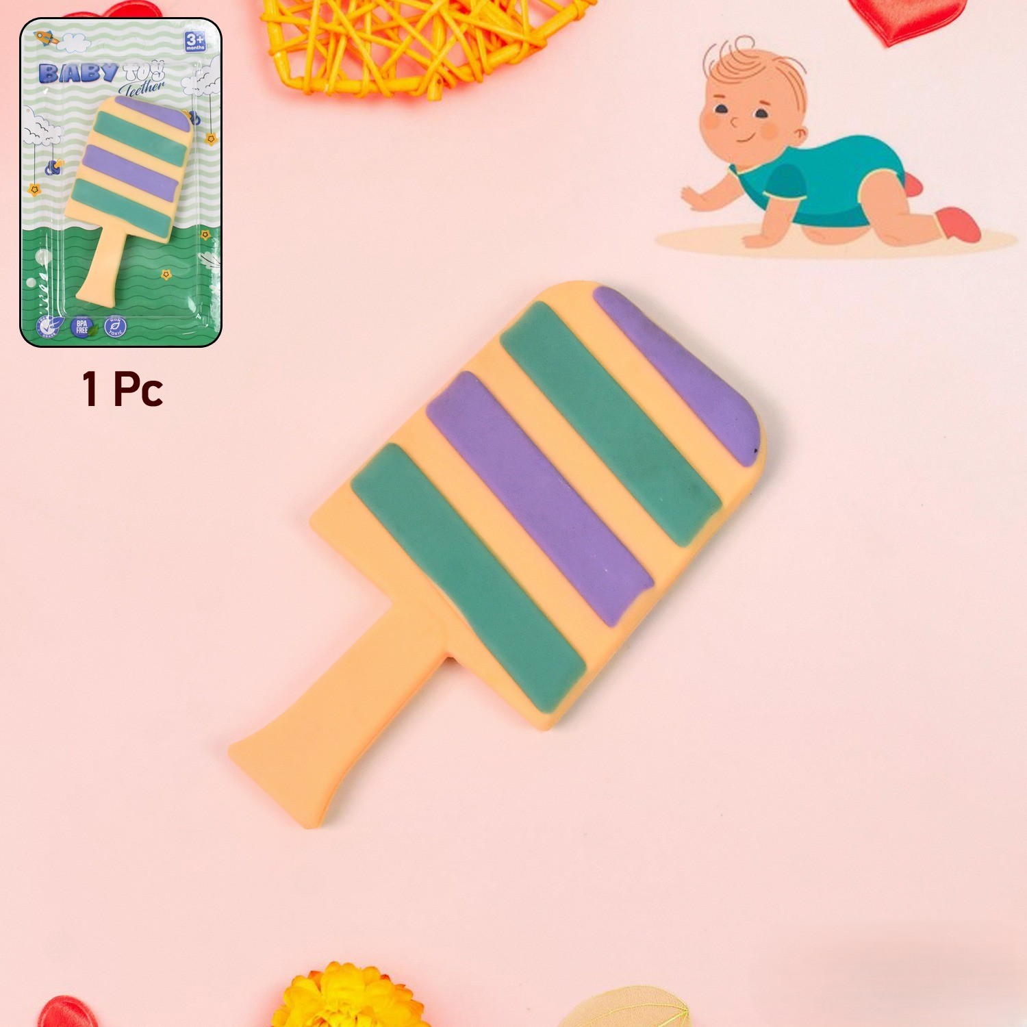Silicone Candy Shape Teether For Baby (1 Pc) 1 Silicone Candy Shape Teether For Baby (1 Pc) - Image 1