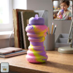 600ml Collapsible Silicone Water Bottle | Foldable Sports & Travel Water Bottle | Leakproof Reusable Drinking Bottle