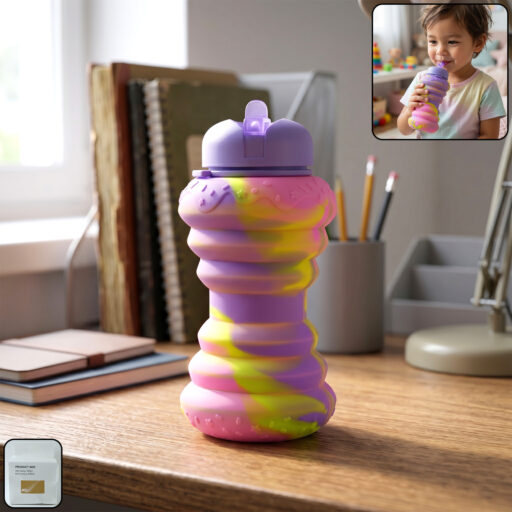 Collapsible Silicone Water Bottle 600ml  | Foldable Sports & Travel Water Bottle | Leakproof Reusable Drinking Bottle