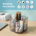 Supermom Vista 360° Rotating Pen Stand & Desk Organizer – Multi-Compartment Acrylic Holder - Image 4