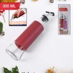 Glass Oil Dispenser 300ml with Plastic Cover – Oil & Vinegar Bottle with Golden Pour Spout unishoppers