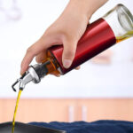 Glass Oil Dispenser 300ml with Plastic Cover – Oil & Vinegar Bottle with Golden Pour Spout - Image 4
