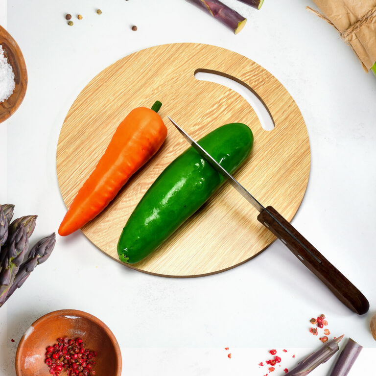 Wooden Round Chopping Board for Kitchen – Bamboo Cutting Board for Fruits, Vegetables, Bread & Cheese