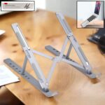 Metal Portable Laptop Stand with 7 Adjustable Angles – Foldable Ergonomic Laptop Riser for Desk, Office & Travel