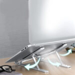 Metal Portable Laptop Stand with 7 Adjustable Angles – Foldable Ergonomic Laptop Riser for Desk, Office & Travel - Image 3