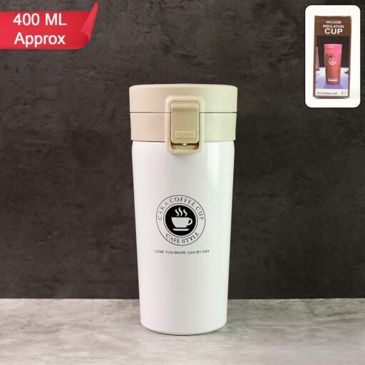 Wookey 400ML Stainless Steel Vacuum Insulated Coffee Flask With Flip Lock Lid unishoppers