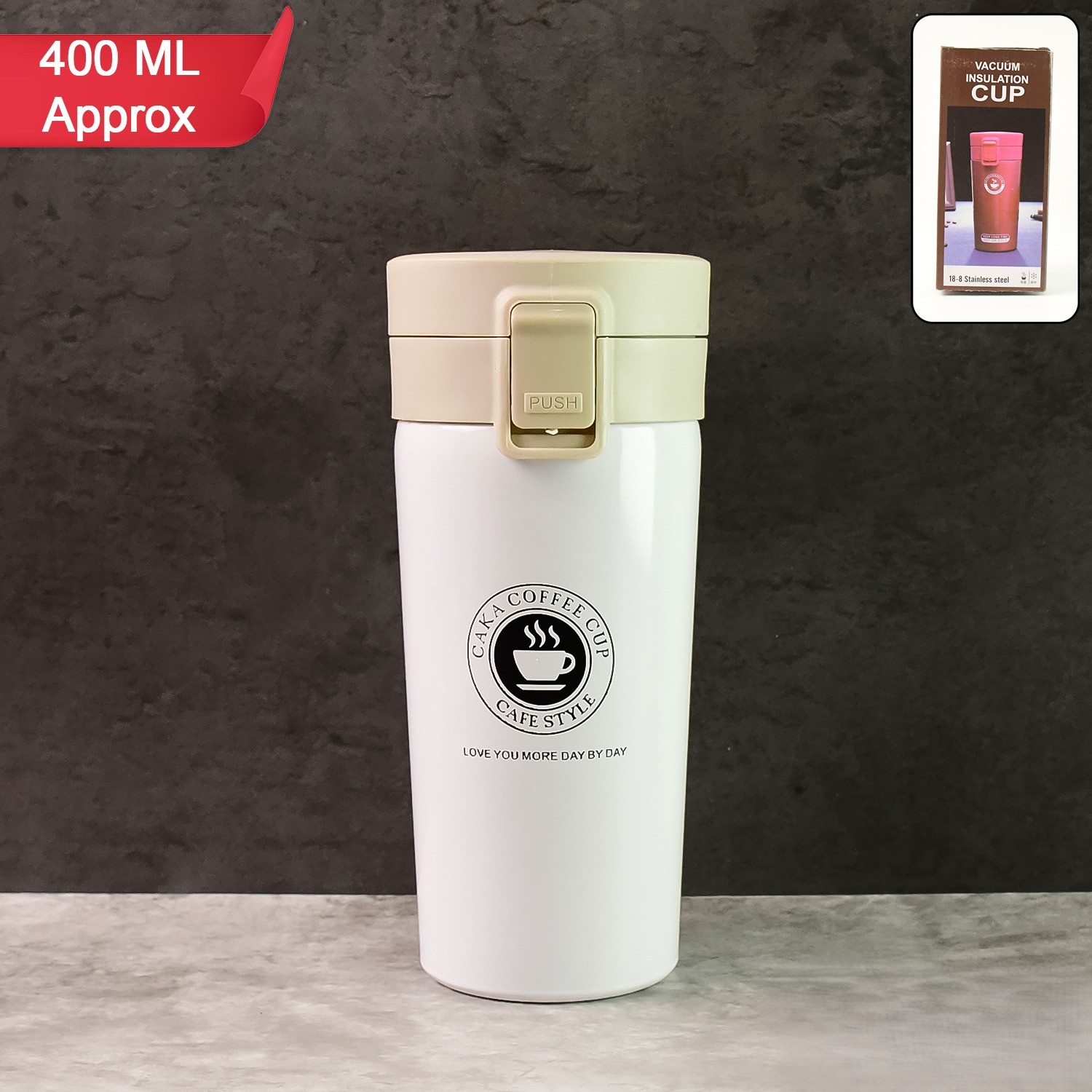 Wookey 400ML Stainless Steel Vacuum Insulated Coffee Flask 1 Wookey 400ML Stainless Steel Vacuum Insulated Coffee Flask With Flip Lock Lid unishoppers