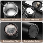 Wookey 400ML Stainless Steel Vacuum Insulated Coffee Flask With Flip Lock Lid - Image 3